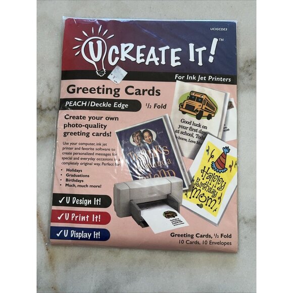 2004 U Create It Ink Jet Printers Greeting Cards/Print & Stick Project Paper New - Picture 2 of 5